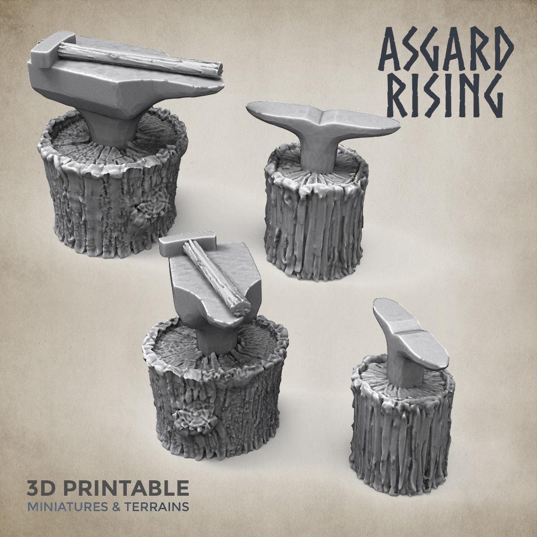 3D Printed Asgard Rising Blacksmith Forge Anvil Props Set 28 32 mm Wargaming DnD