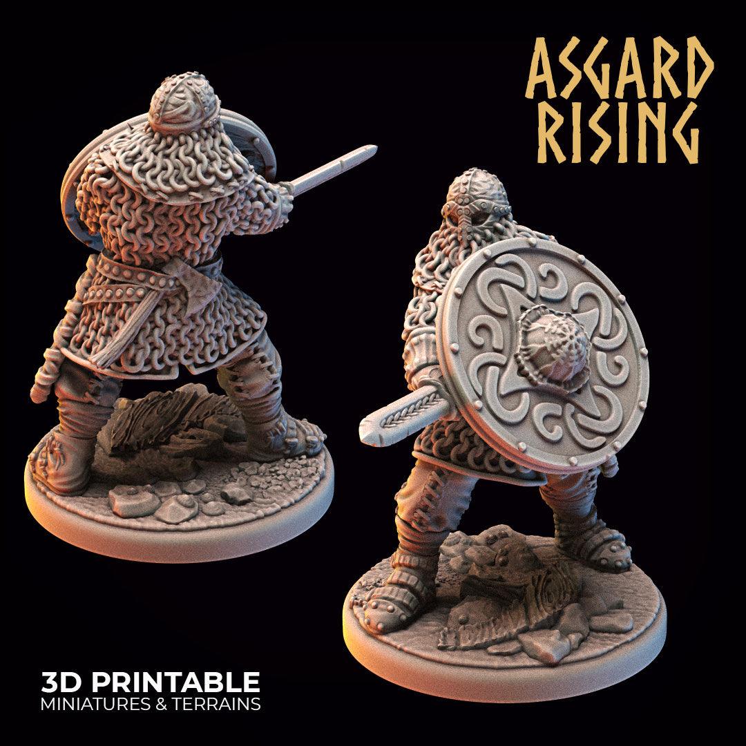 3D Printed Asgard Rising Midgard Viking Shieldman Set 28 32 mm Wargaming DnD