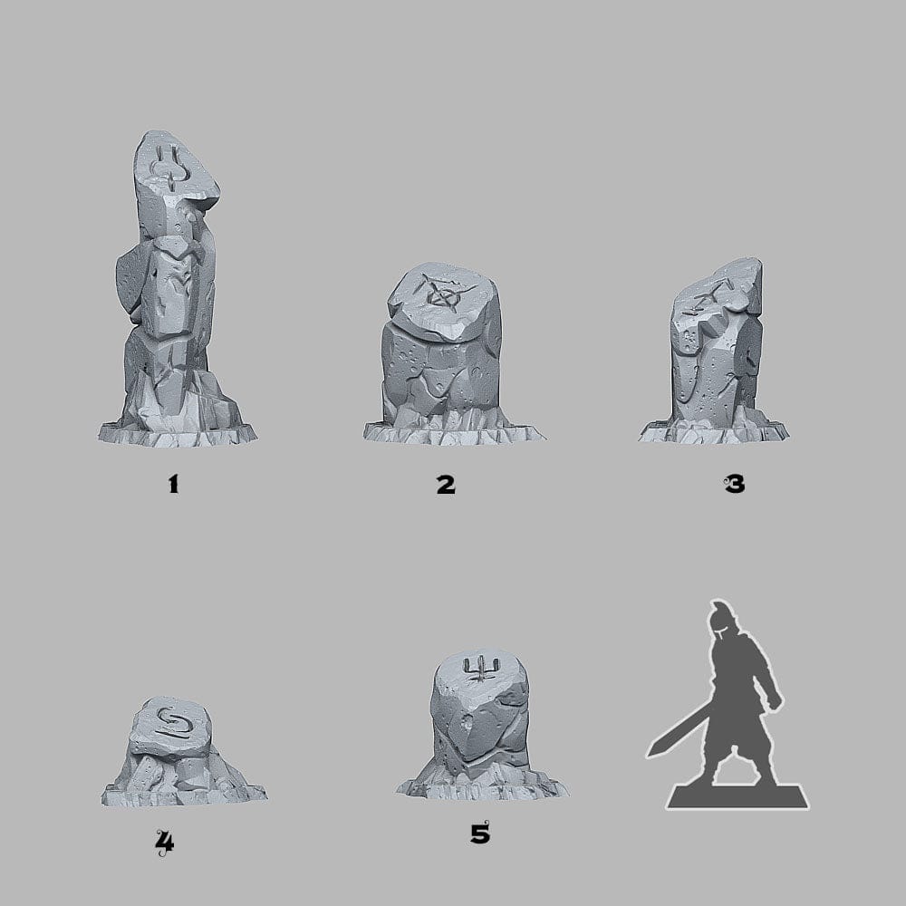 3D Printed Fantastic Plants and Rocks Sci Fi Glyph Stones 328mm - 32mm D&D Wargaming