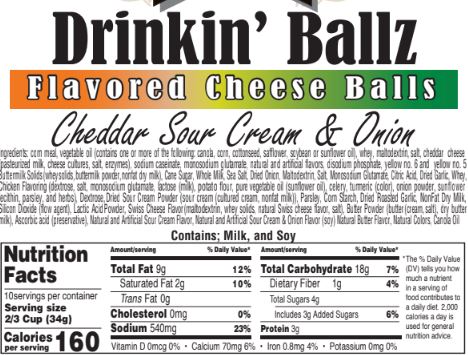 Cheddar Sour Cream & Onion Flavored Cheese Balls