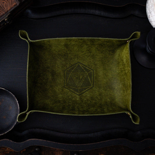Italian Pueblo Leather DND Dice Tray — Handmade Green