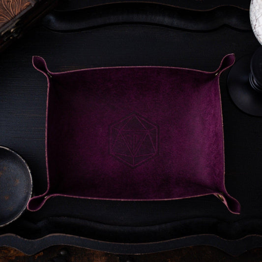 Italian Pueblo Leather DND Dice Tray — Handmade Purple