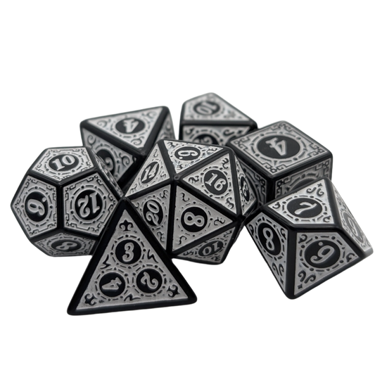 Magic Flame - White - 7 Piece DnD Dice Set | Acrylic RPG Gaming Dice