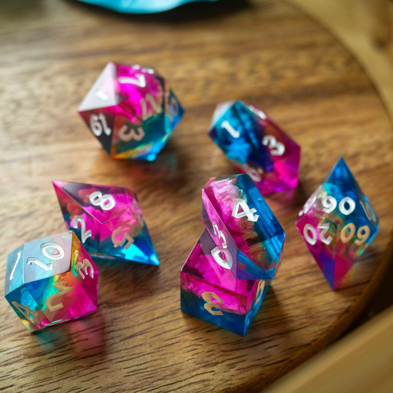 Starlit Rift Handmade Resin DND Dice Set — Cosmic Nebula